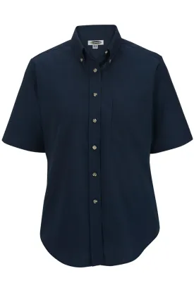 Women's Navy Easy Care Short Sleeve Poplin Shirt