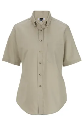 Women's Tan Easy Care Short Sleeve Poplin Shirt